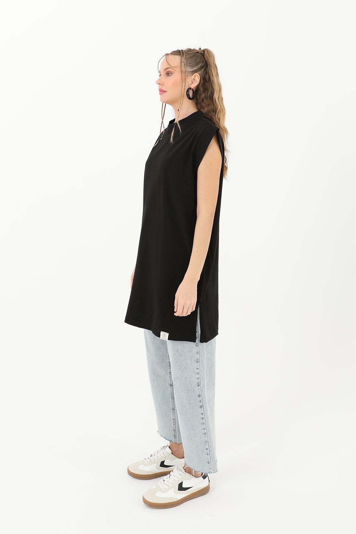 Kadın Basic Kolsuz T-shirt  - 30725TUN BLACK