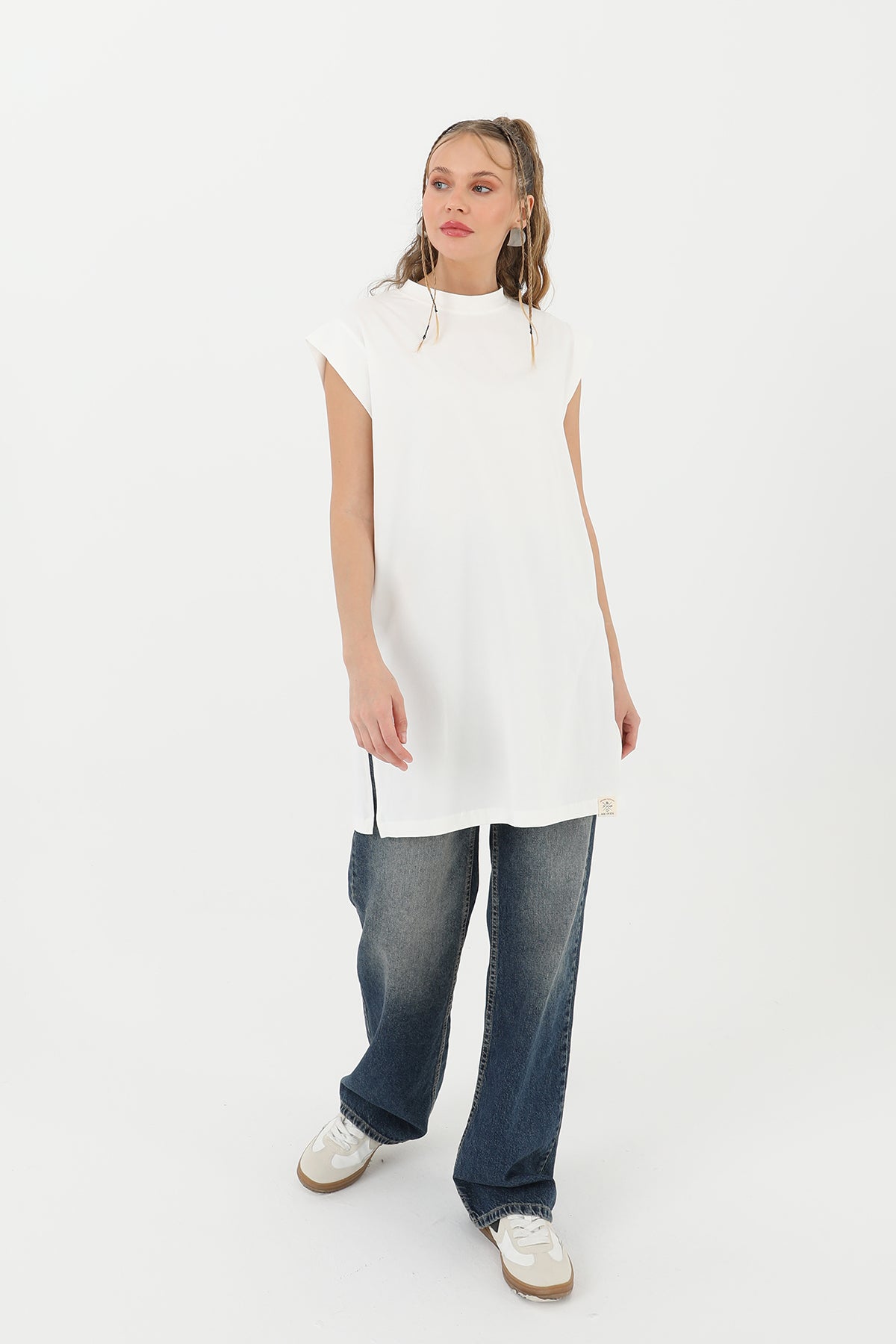 Kadın Basic Kolsuz T-shirt  - 30725TUN ECRU