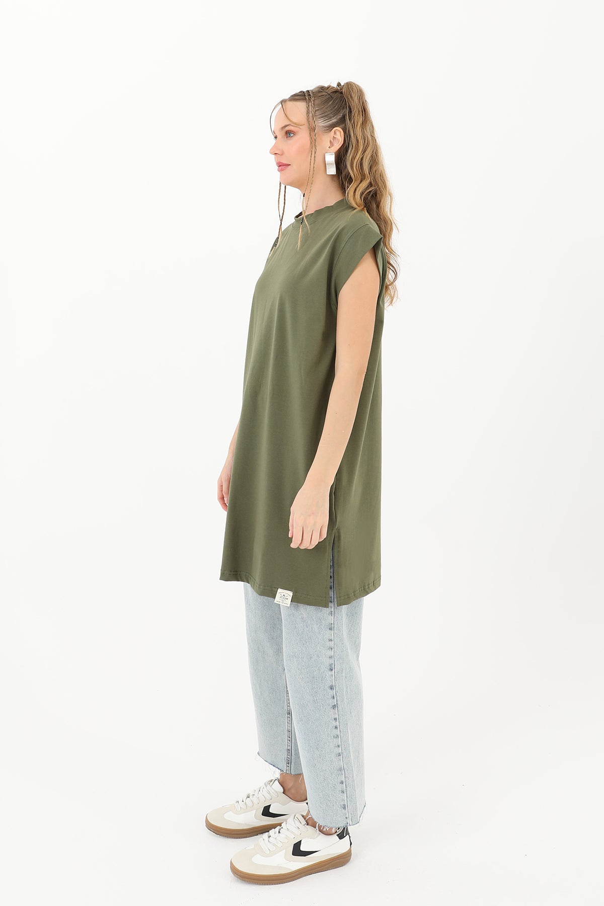 Kadın Basic Kolsuz T-shirt  - 30725TUN KHAKI