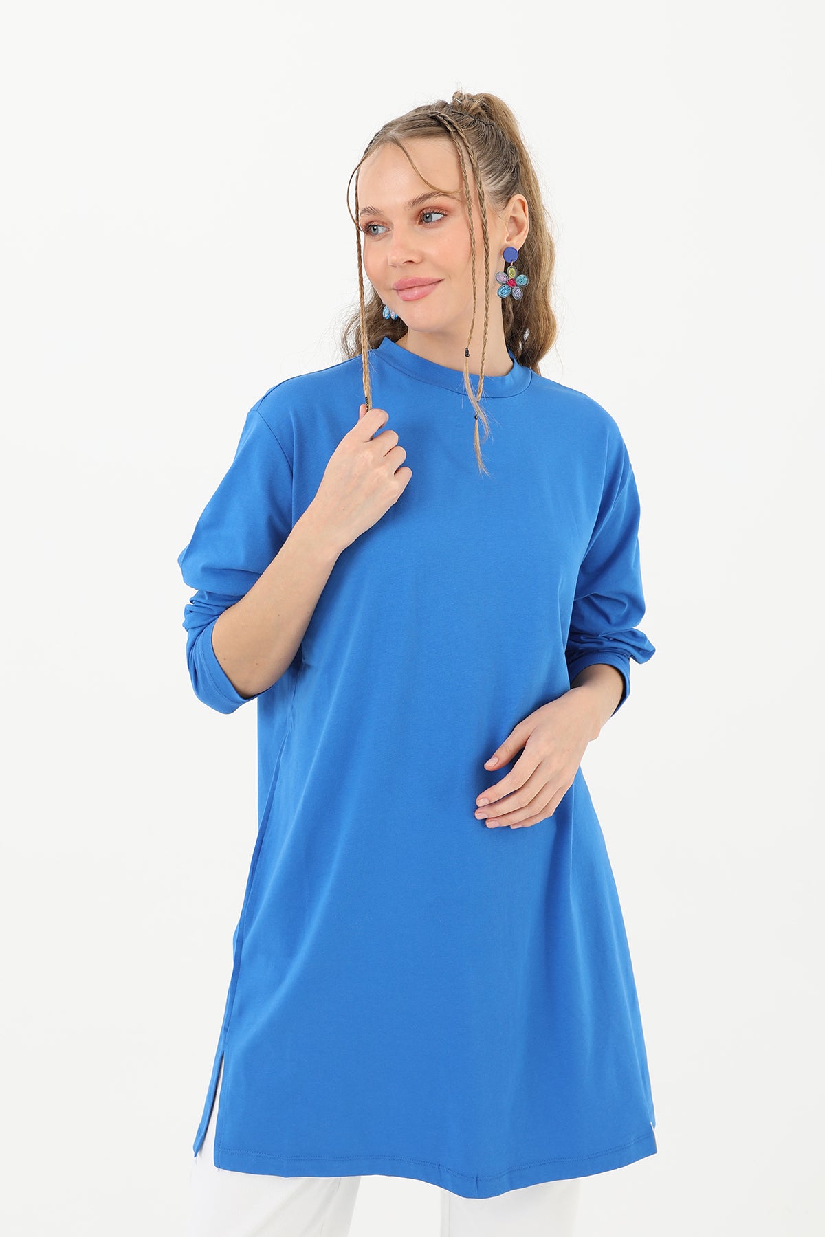 Kadın Basic Tunik - 30726TUN SAX BLUE