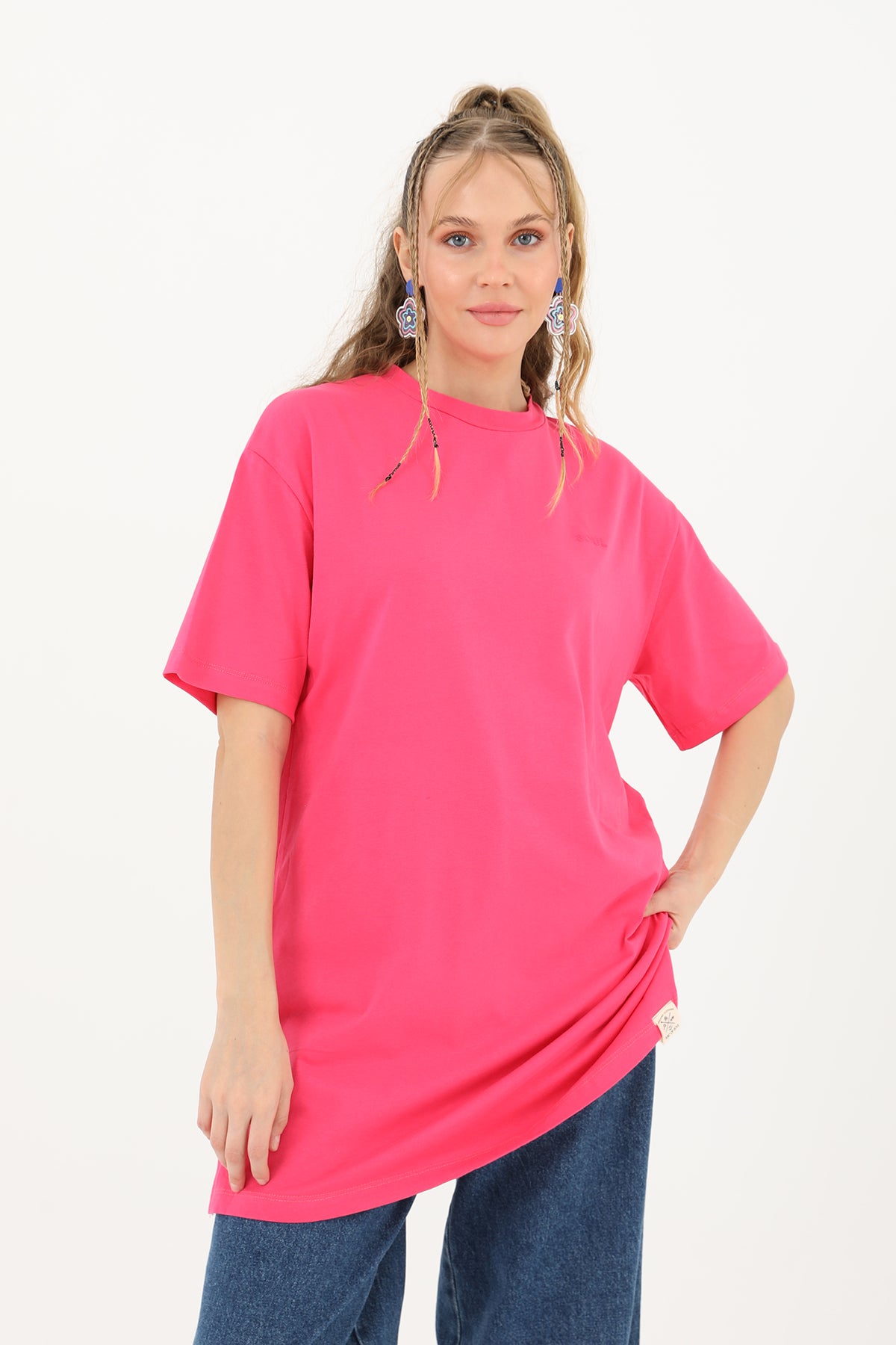 Kadın Basic T-shirt - 30727TSH FUCHSIA