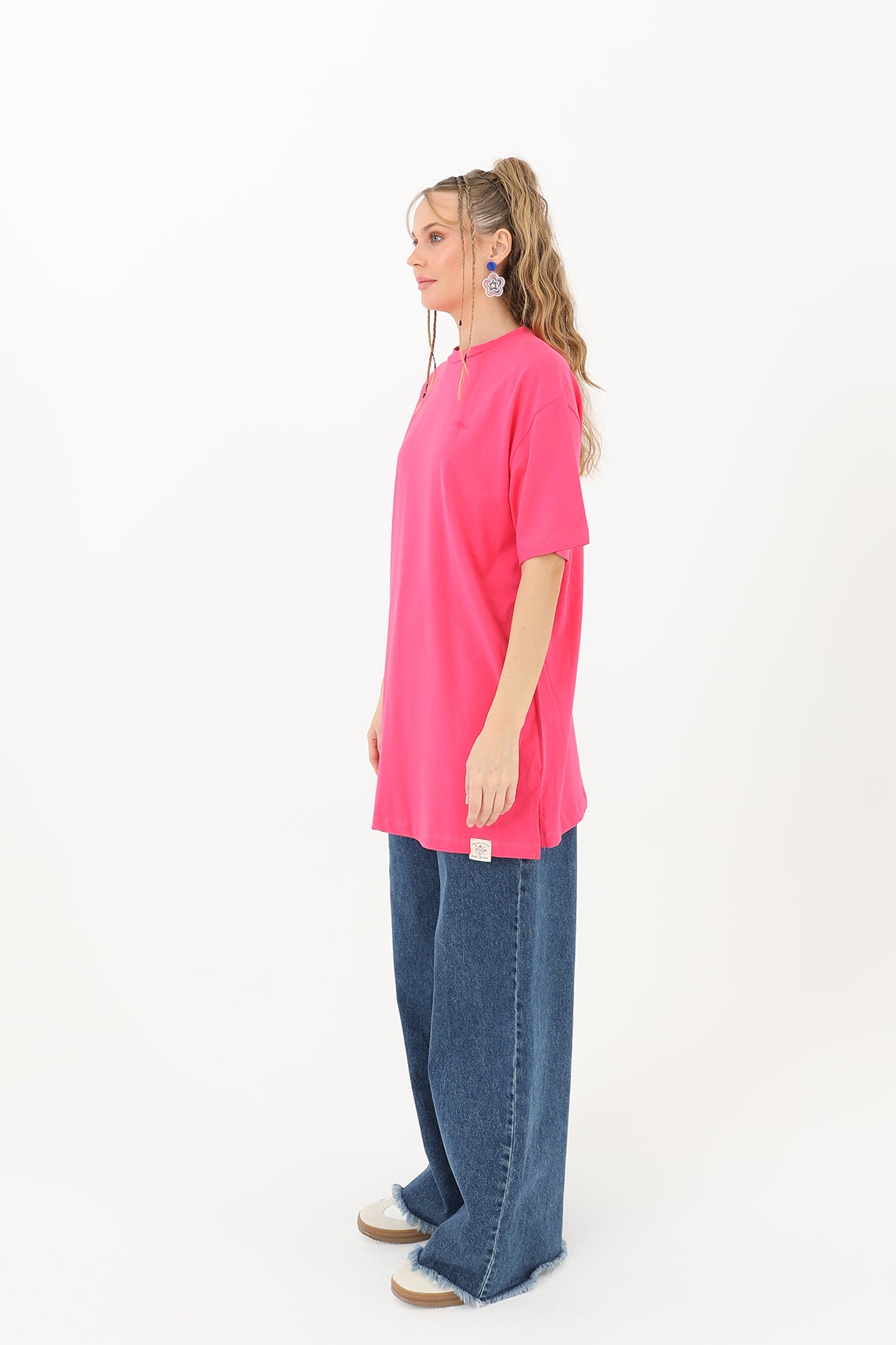 Kadın Basic T-shirt - 30727TSH FUCHSIA