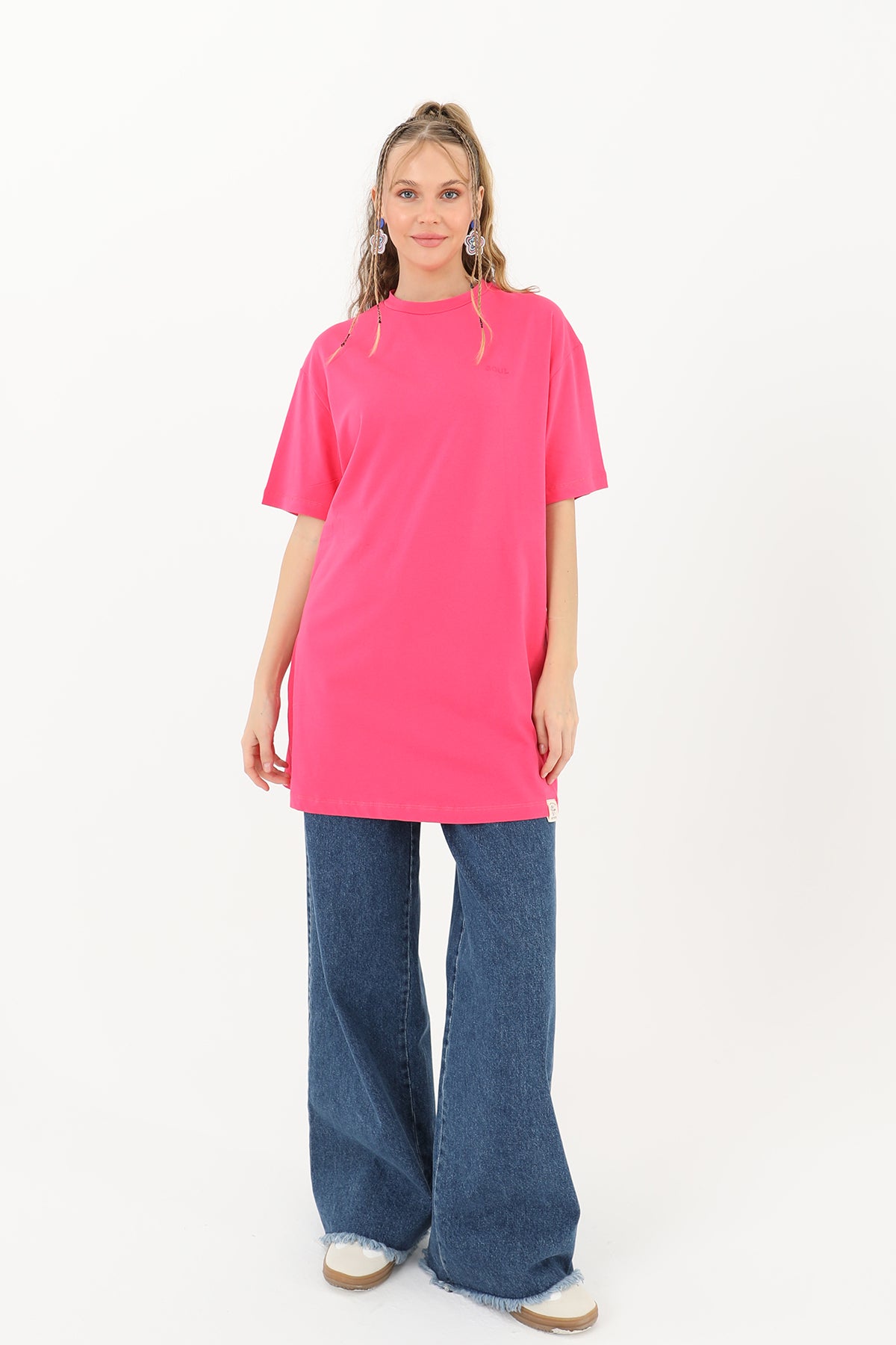 Kadın Basic T-shirt - 30727TSH FUCHSIA