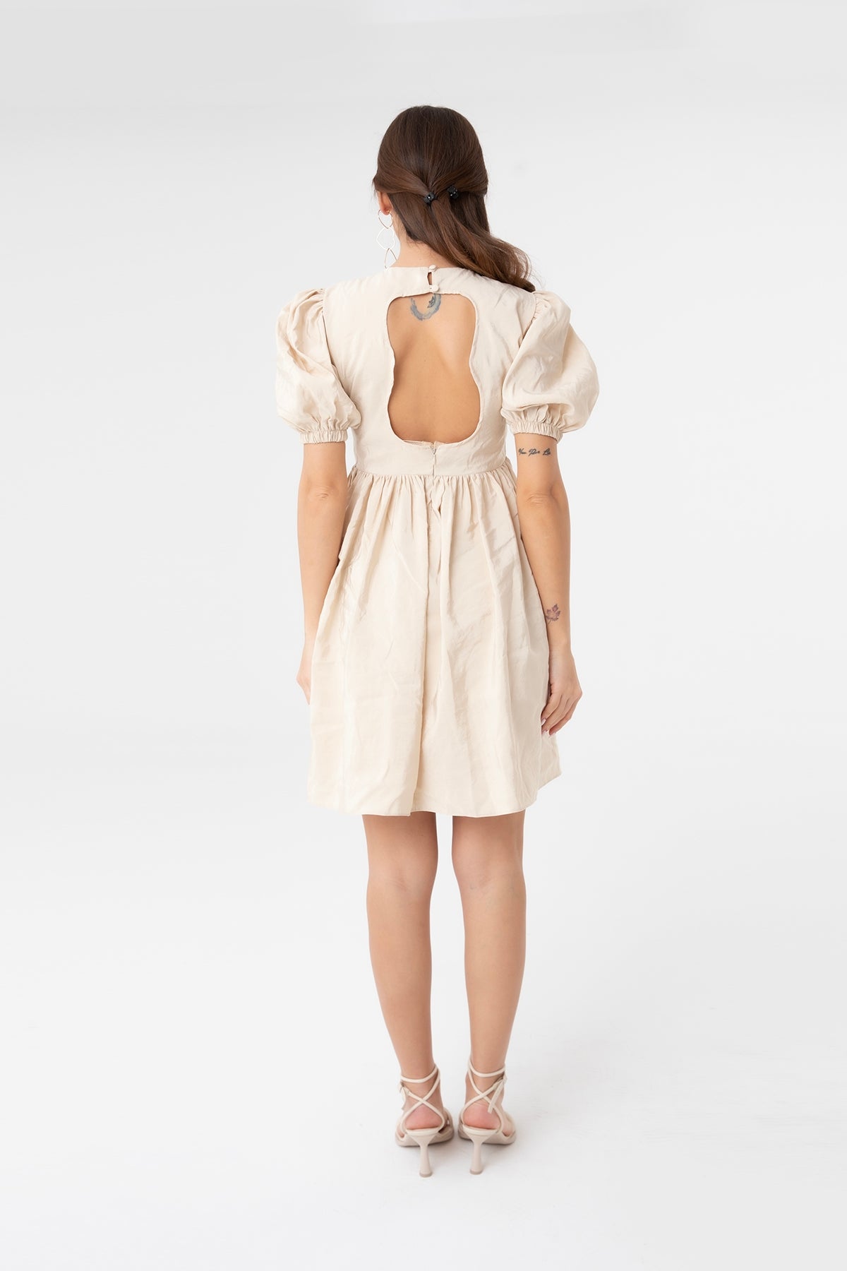 Kadın Poplin Yarım Kol Elbise - 31069ELB BEIGE