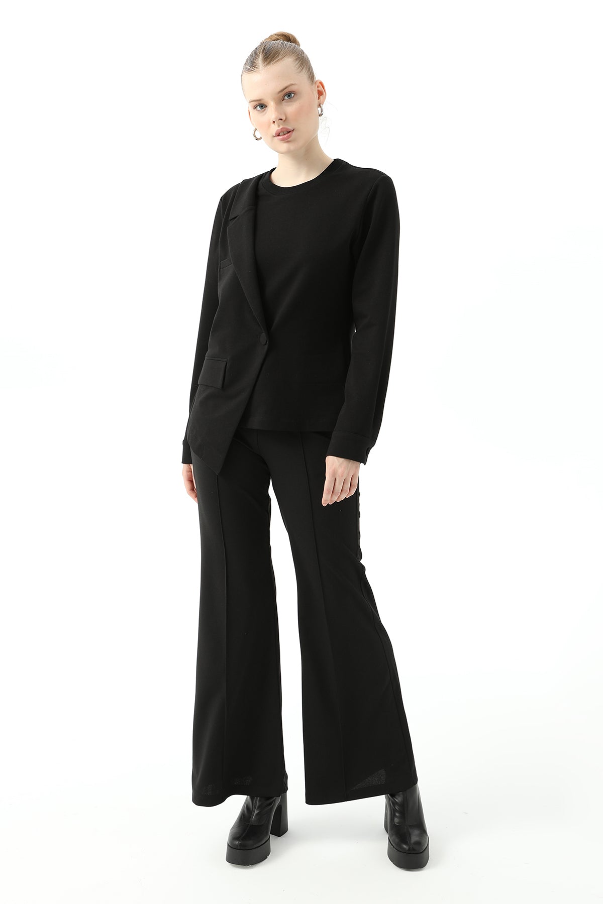 Kadın Ceket Detaylı Sweatshirt - 31441SWT BLACK