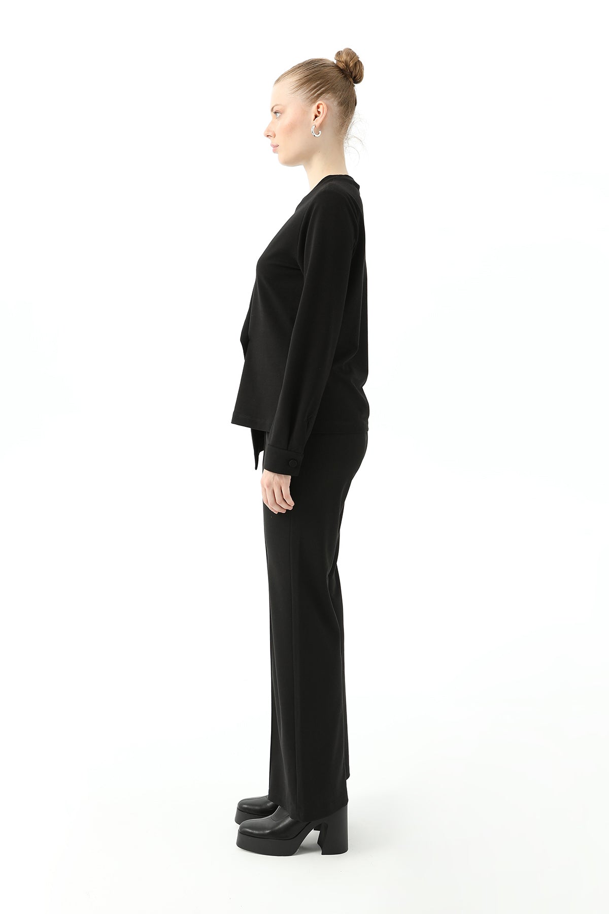 Kadın Ceket Detaylı Sweatshirt - 31441SWT BLACK